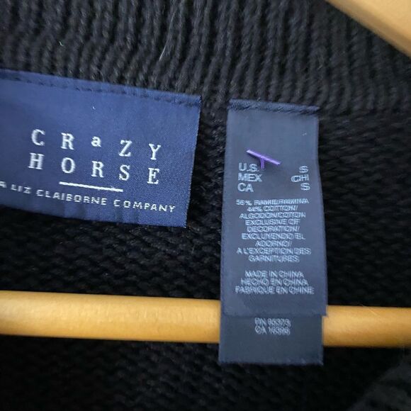 Crazy Horse Women's Christmas Full Zip Cardigan Sweater Black Size S - Picture 3 of 8